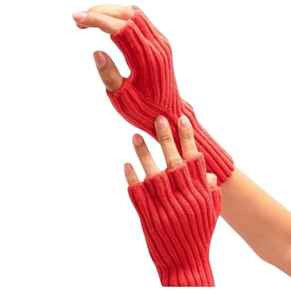 Mara Hoffman Red Jules Fingerless Wool Gloves NWT One Size - Picture 1 of 5